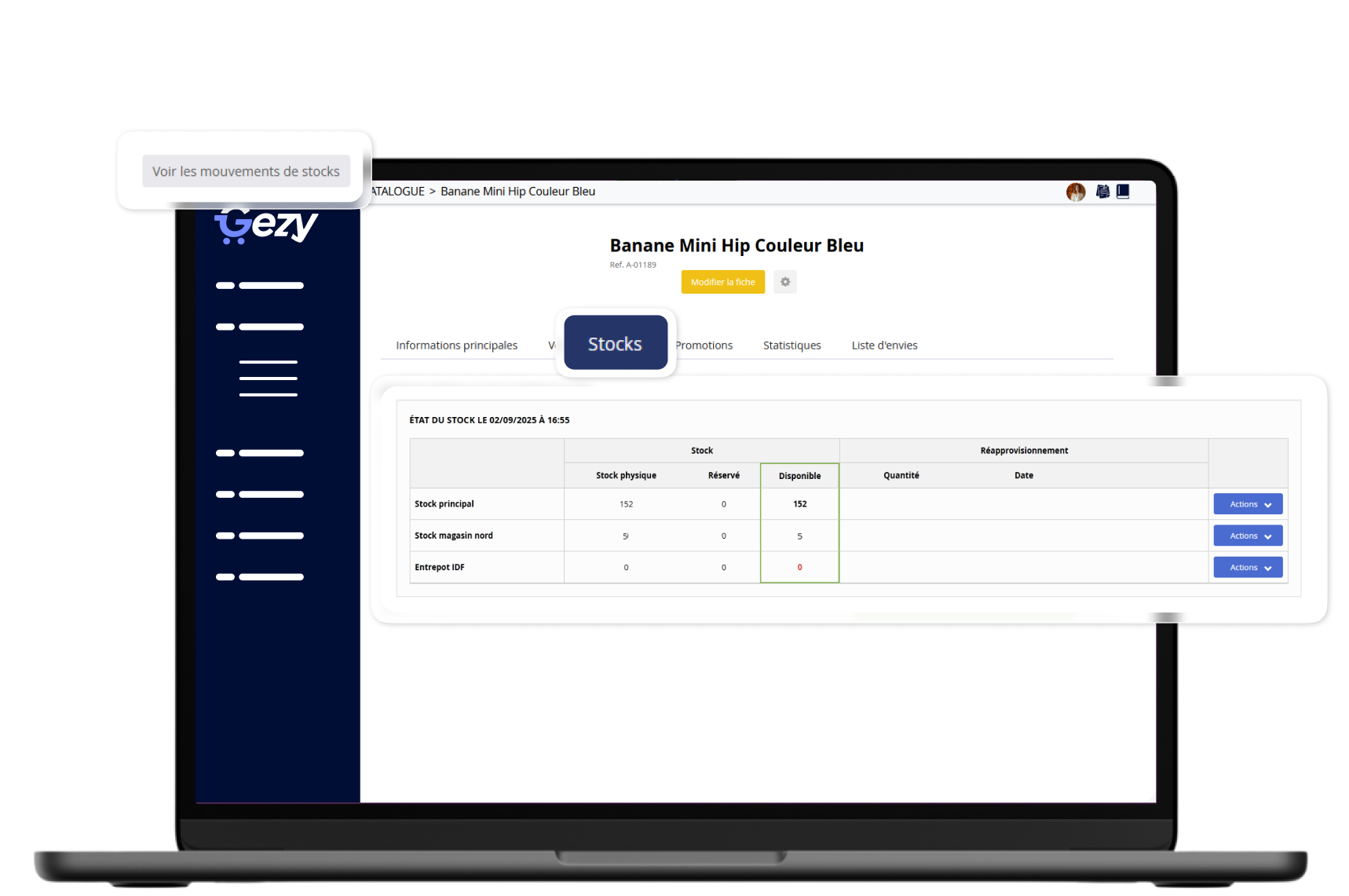 Gestion des stocks et des différents entrepôts nécessaires à son site e-commerce
