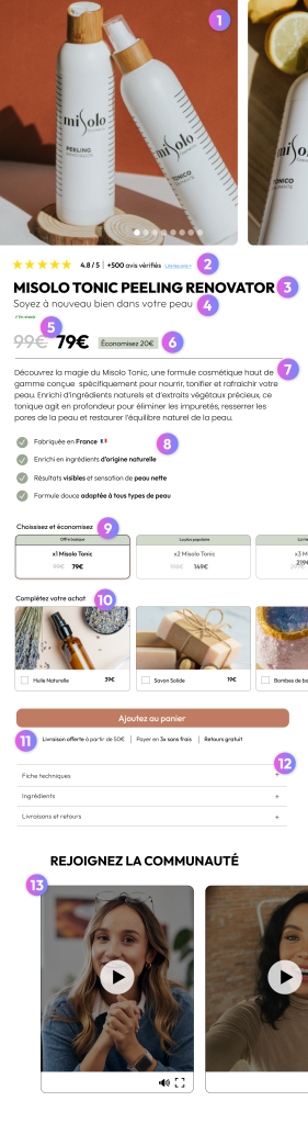 Exemple d’une fiche produit performante sur mobile