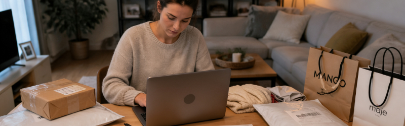 Jeune femme utilisant le bouton de rétractation pour un rétractation partielle de sa commande